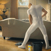 Gif of Mr. Clean mopping the floor and shaking his booty.