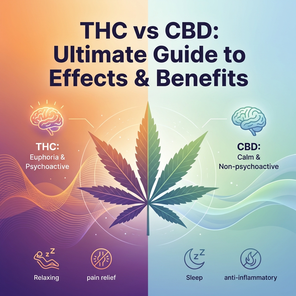 Illustration of THC vs CBD: Ultimate Guide to Effects & Benefits
